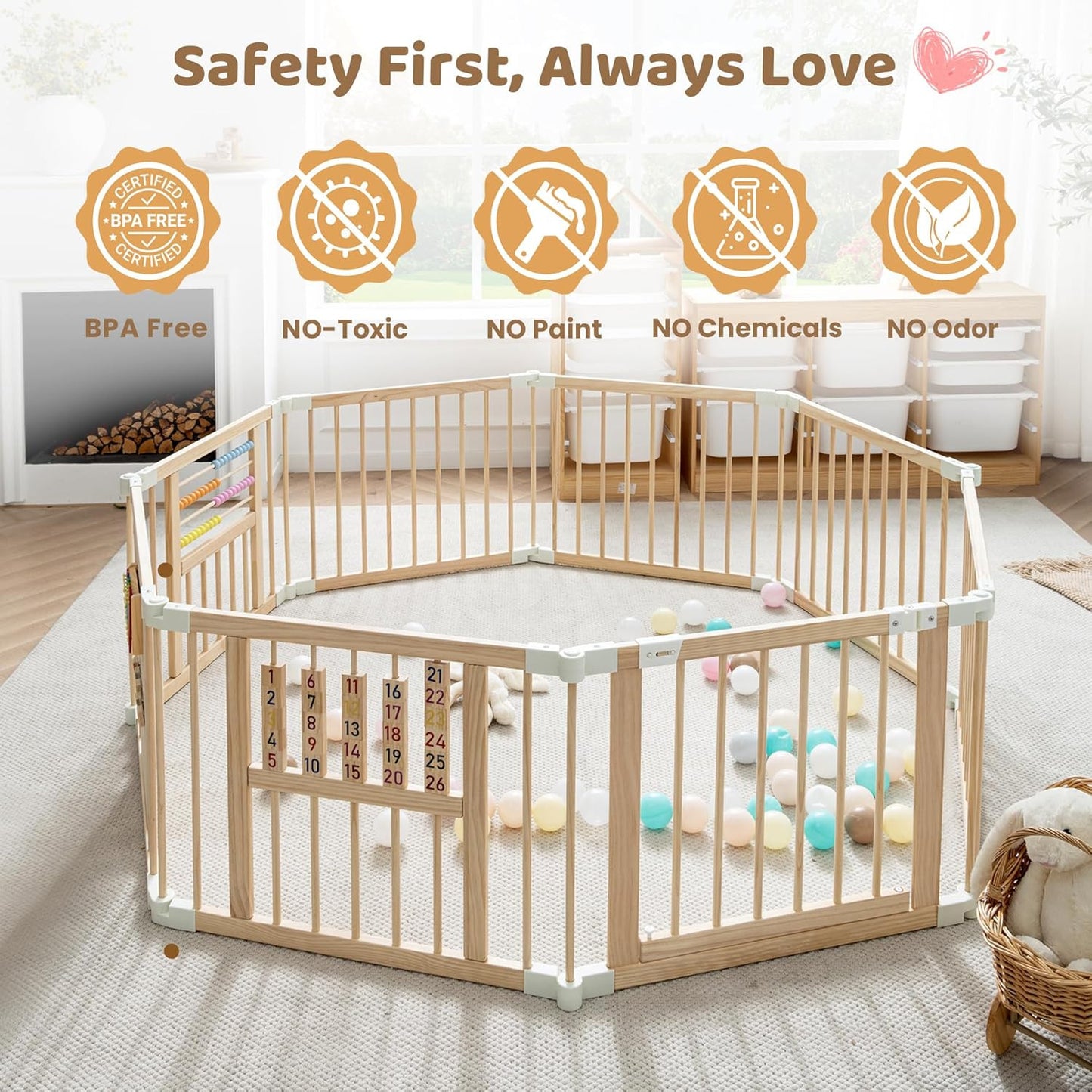Foldable Wooden Baby Playpen