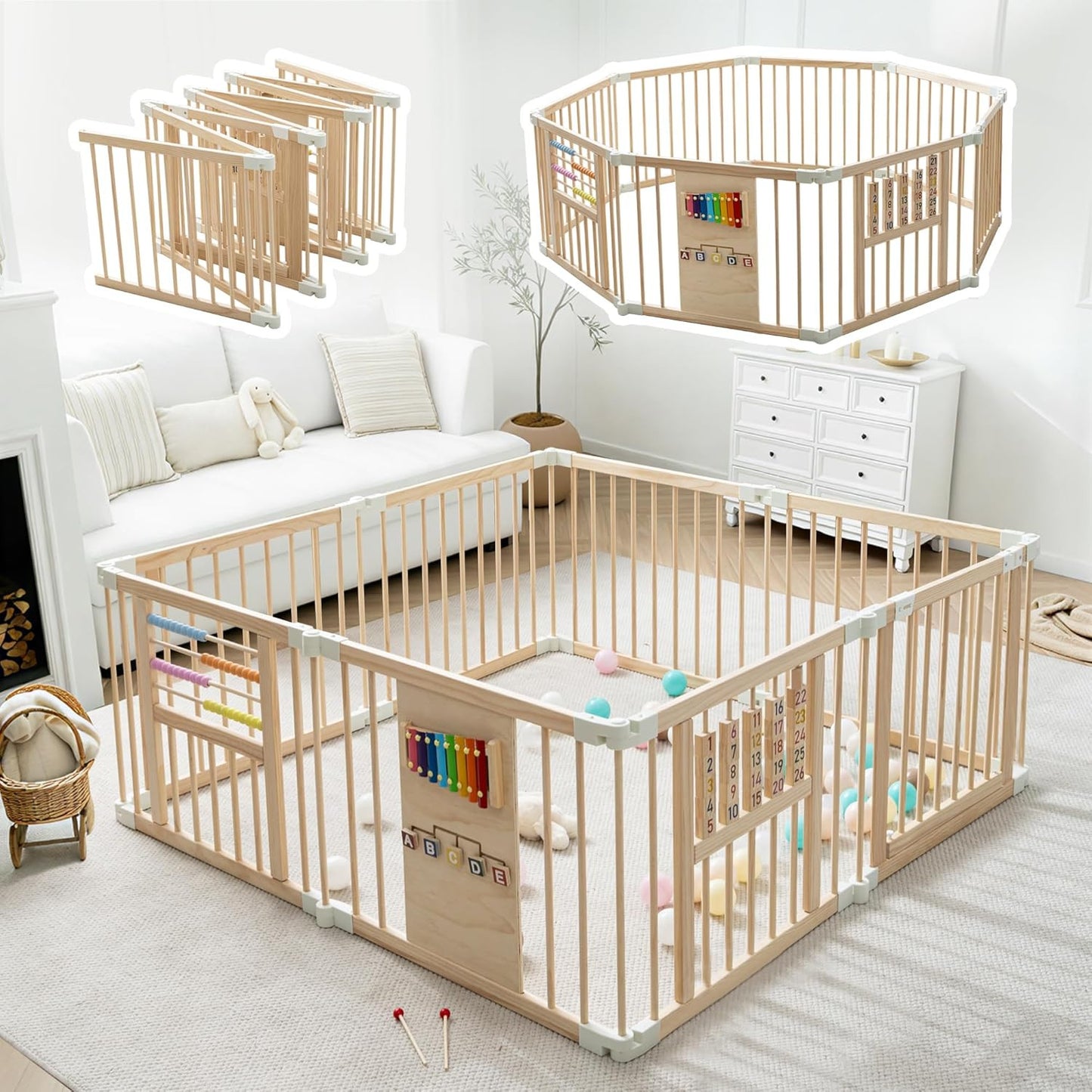 Foldable Wooden Baby Playpen
